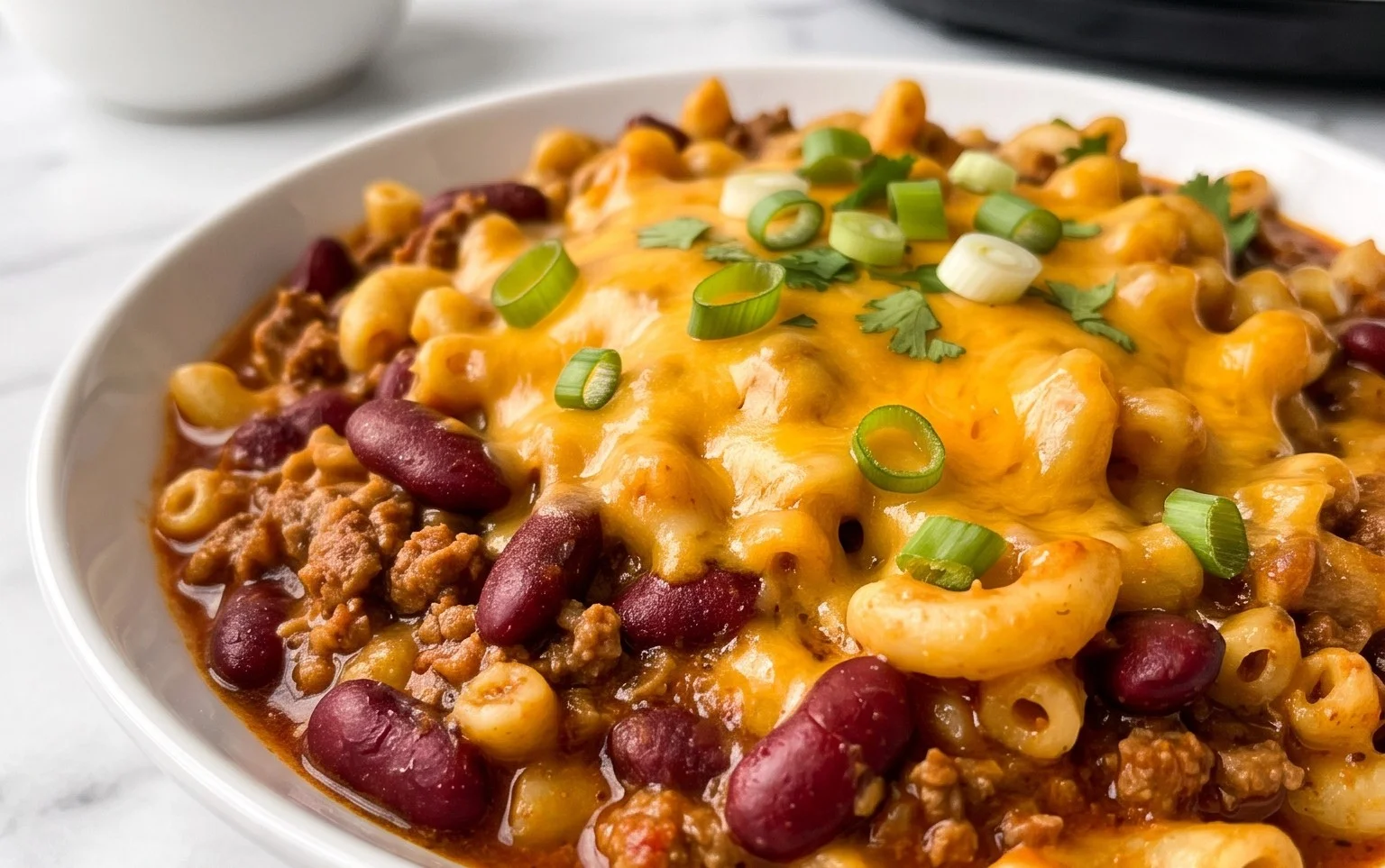 Chili Mac Cheddar Crock Pot Facile & Crémeux