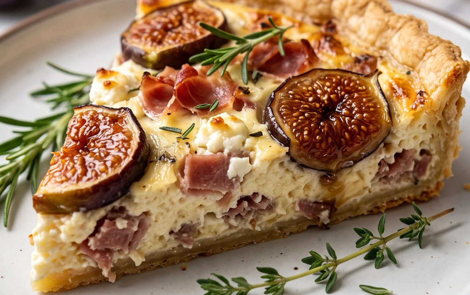 Ziegenkäse Quiche mit Serrano und Feigen