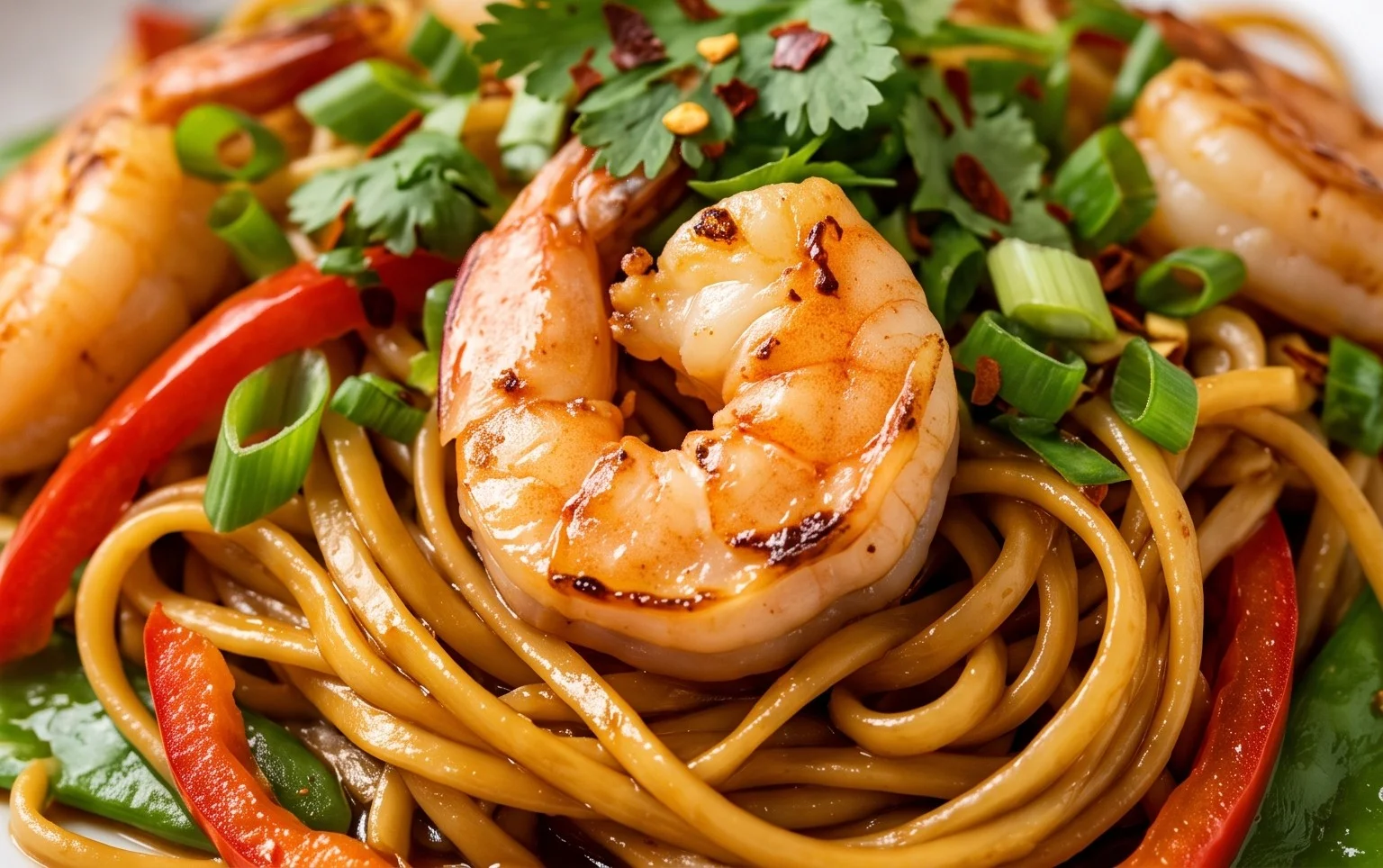 Nouilles chinoises sautées aux crevettes