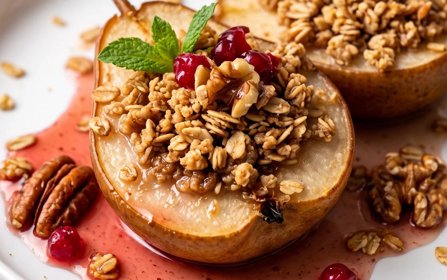 Baked Pears with Walnut Oat Crumble